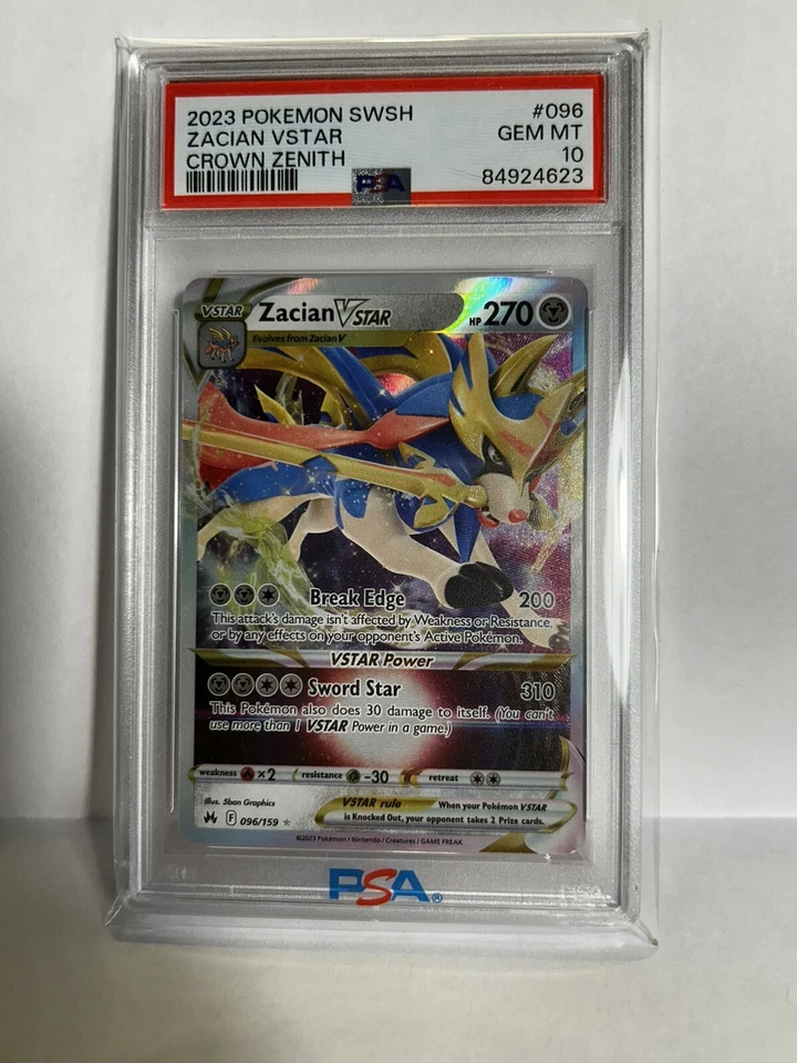 Psa 10 Pokémon TCG Zacian VSTAR Crown Zenith 096/159 Holo Ultra Rare - Image 1 of 1