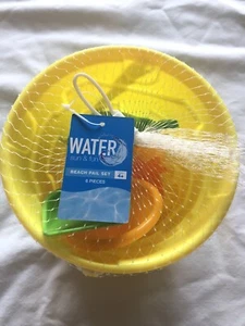 Small Beach Pail Set Water Sun And Fun 6 Piece Beach Bucket Play Yellow - Picture 1 of 5