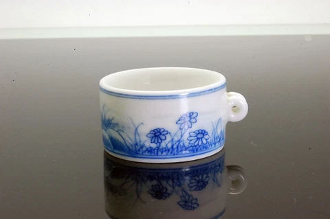 Hand Painted Porcelain Bird Feeder Bowl for Chinese Bamboo Bird Cage Landscapes Cover