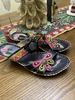 Bamboo54 凉鞋女式 10 码高跟鞋拖鞋皮革花卉皮革 — 第 1/4 张图片