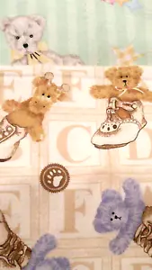 FABRIC Boyd Bears 3-Pc Sampler Mint Green & Yellow Stripes Alphabet Shoes $3.75 - Picture 1 of 4
