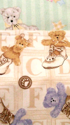 FABRIC Boyd Bears 3-Pc Sampler Mint Green & Yellow Stripes Alphabet Shoes $3.75 - Image 1 of 4