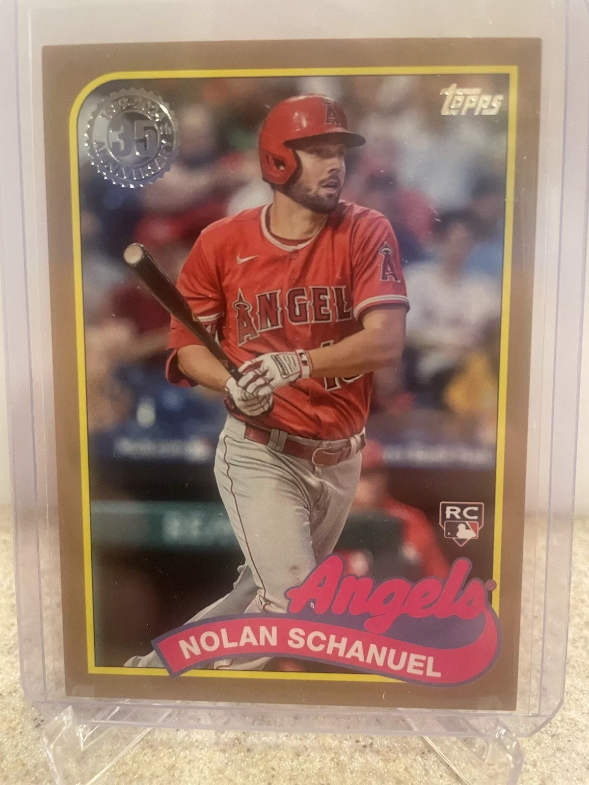 🔥2024 Topps Series 1 Nolan Schanuel RC 35th Anniversary 1989 Gold # /75 Angels