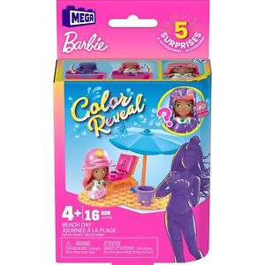 Micro poupée Mega Bloks HHP88 Barbie Color Reveal-Beach Day, multicolore