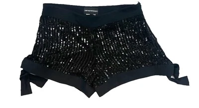 Emporio Armani Black Sequined Shorts Side tie - Image 1 of 3