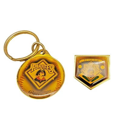 Vintage Pittsburgh Pirates Keychain Pin Set Baseball Home Plate Wincraft 1994 - Image 1 of 4