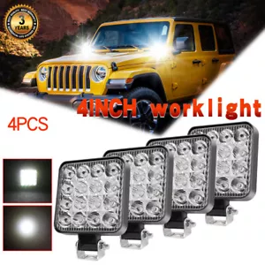 4PCS 12V LED Work Light Square Pods Fog Lights For OffRoad Truck Tractor Driving - Foto 1 di 9
