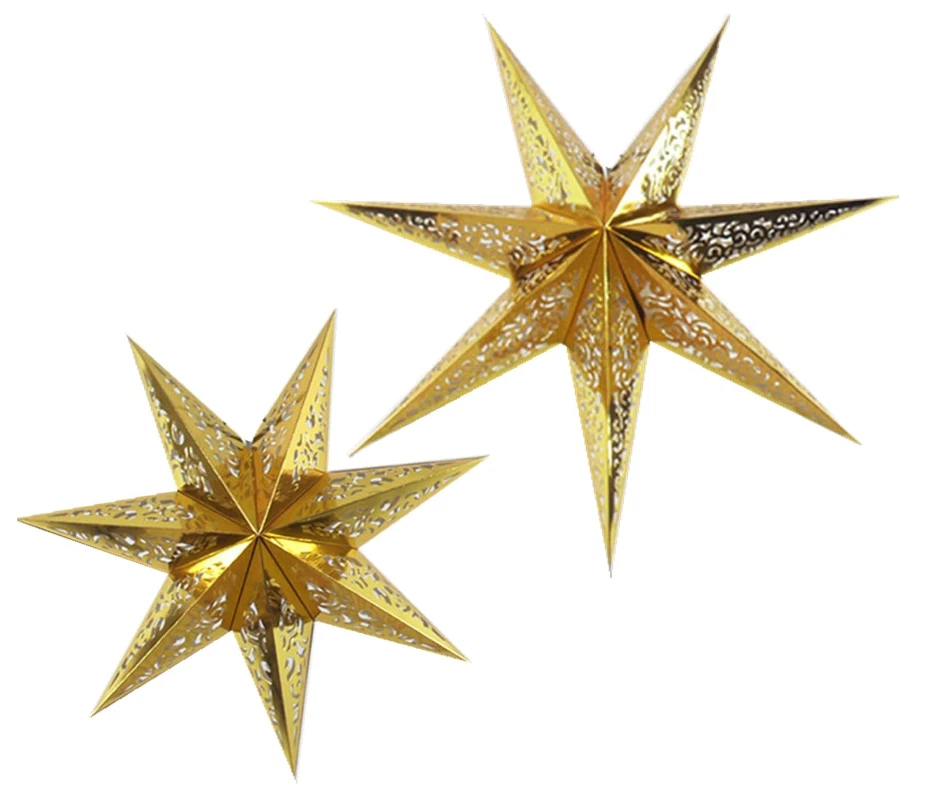 2 un. Linternas Estrella de Papel 7 Puntos Colgante Navidad Papel Pantalla Luz Foto 1 de 1