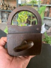 Antique Hand Forged Iron Indian House Safety Padlock w/ Key In Working Condition