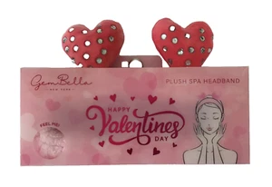 Gem Bella New York Girl's Plush Spa Headband Pink w/ Hearts and Gem Accents NEW - Picture 1 of 18