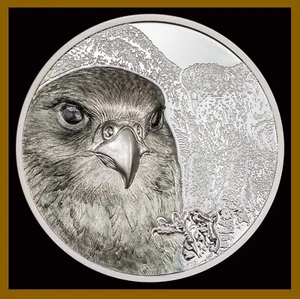 Mongolia 2000 2,000 Togrog 3 Oz Silver Proof Coin, 2023 Mongolian Falcon COA Unc - Picture 1 of 5