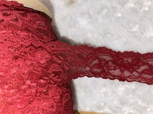 10 yards dark brick red lingerie headband sewing stretch lace 2" wide - Picture 1 of 2