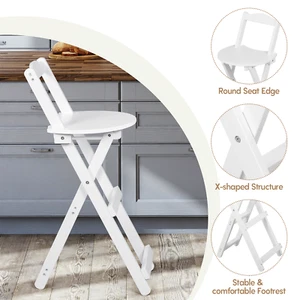 Bamboo Bar Stool Foldable Design W/ Ergonomic Backrest Space-saving For Bars - Picture 1 of 12