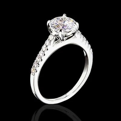 Anillo de platino redondo de diamantes naturales con certificación IGI o GIA 0,90 quilates PT950 5 6,5 7 8 Foto 1 de 4