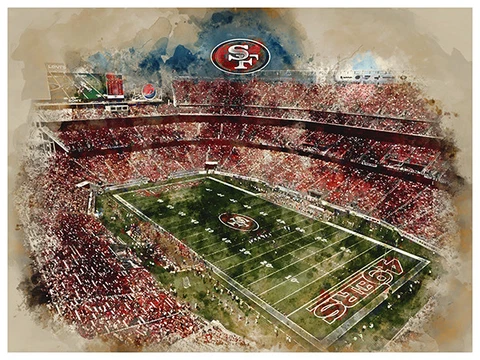 San Francisco 49ers Poster Watercolor Art Print Man Cave Decor 12x16" Cover