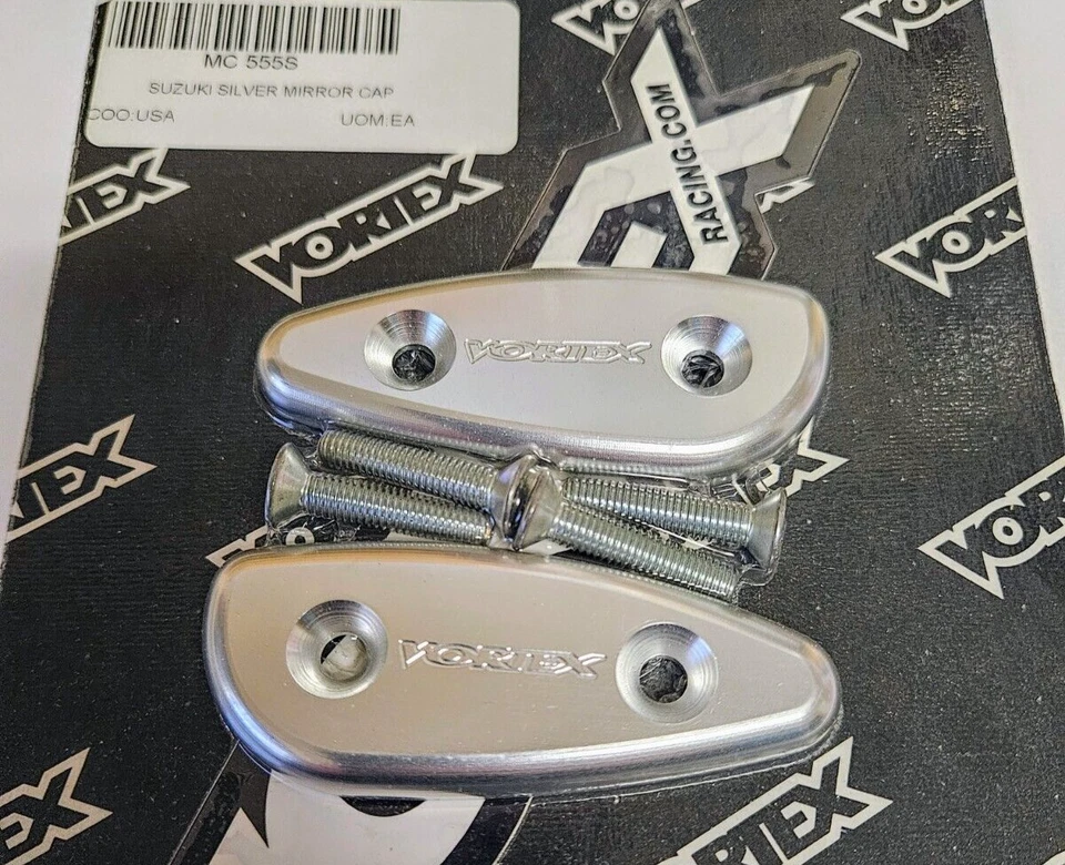 Suzuki GSXR600/750 GSXR1000 Busa SILVER Vortex Mirror Block Off Offs Plates - Image 1 of 1