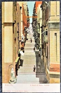 Malta Eine Treppe Valletta Postkarte - John Critien unverpostet c1905 - Bild 1 von 2