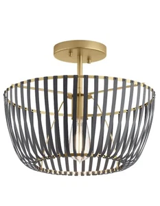 KICHLER AYN Gold Semi Flush Mount Light ~ NEW IN BOX ~ Model 38253 - Picture 1 of 7