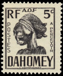 DAHOMEY J19 - Carved Mask "1941 Postage Due" (pb93025) - Picture 1 of 1
