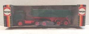 Herpa DAF Green Red Tractor Dump Truck Trailer HO Scale Model 1:87 model 827500 - Picture 1 of 7