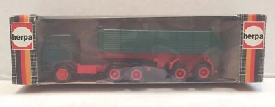 Remolque de volteo Herpa DAF verde rojo tractor escala HO modelo 1:87 modelo 827500 Foto 1 de 4