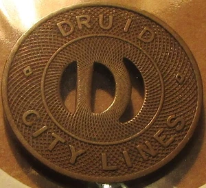 Sehr alte Druiden City Lines Tuscaloosa, AL Transit Bus Token - Ala. Alabama - Bild 1 von 2
