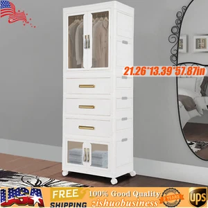 Portable Closet Wardrobe Freestanding Clothes Rack Storage Organizer Shelf - Picture 1 of 20