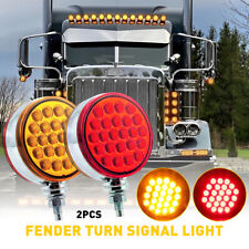 2X Round Face Dual Stud Mount Pedestal Cab Fender Turn Signal Light 48 LED Truck