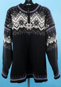 VTG Women's 90s Y2K Black Zip Olympic Collection Dale Of Norway Wool Sweater XL - Picture 1 of 15