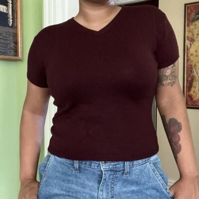 Camisa de punto retro clásica de oficina GAS marrón oscuro talla grande Foto 1 de 4