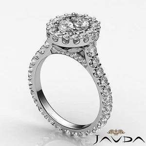 Oval Diamond Shared Prong Set Halo Engagement Ring GIA Certified F SI1 2.5 Ctw - Picture 1 of 12