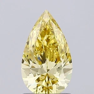 Pear 1.01ct Fancy Intense  Yellow VS1 CVD IGI Loose Lab Grown Diamond - Picture 1 of 3