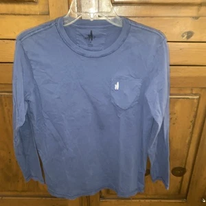 Johnnie-O Boys Size 14 Long Sleeve T-Shirt-Crew Neck-Solid Blue-100% Cotton - Picture 1 of 5