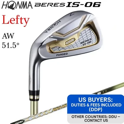 Left-handed HONMA BERES IS-06 2-Star AW 51.5 Wedge R-Flex ARMRQ X 47 Single Iron - Image 1 of 4