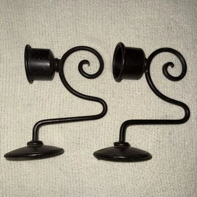 Pair of 2 Vintage Candle Sconce Wrought Iron Metal Wall Candle Holder - Mexico - Image 1 of 4