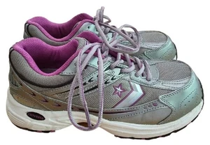 Converse Sneakers C388 Size 6W Womens Leather Safety Work Shoes Grey Purple - Picture 1 of 9