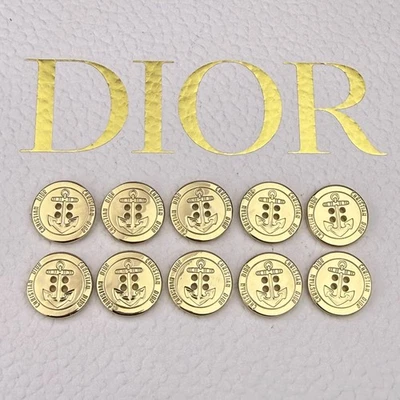 10 CHRISTIAN DIOR GOLD BUTTONS ANCHOR LOGO VINTAGE METAL ROUND 18MM - Image 1 of 4