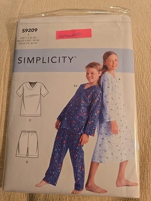 Simplicity Pattern  S9209 CHILDS Loungwear GOWN & PANTS PJ’s 8-16 - UNCUT - Image 1 of 2