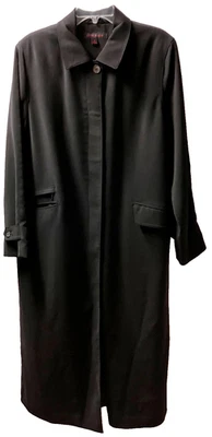 Anne Klein Black Polyester Lined Full Length Trench Rain Coat Size 12 EC! - Image 1 of 4