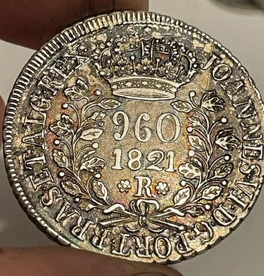 1821 R Brazil 960 Reis; AU With Unusual Color - Image 1 of 3