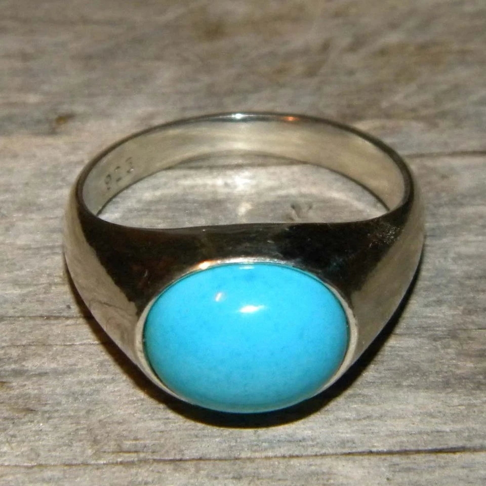 Sterling Silver 10x8mm Sleeping Beauty turquoise ring SIZE 6, 7, 8 or 9 - Image 1 of 3