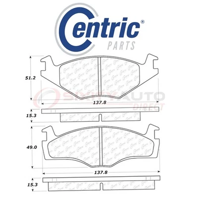 Centric C-TEK Metallic Disc Brake Pads for 1985-1993 Volkswagen Cabriolet ak Foto 1 de 4