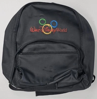 Walt Disney World Mickey Mouse Backpack Black Embroidered Logo Park Daypack - Image 1 of 4