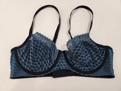  Sujetador push up transparente de encaje geométrico Adore Me talla 36 D azul con aros Foto 1 de 4