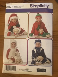 Simplicity Pattern 3973 Child & Dog Accessories 3 Sz Hat Scarf Mittens Dog Coat - Picture 1 of 2