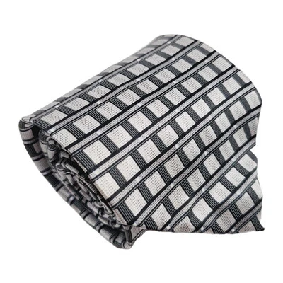 Jones New York 领带银色几何图案男式丝绸领带 60x3.75 — 第 1/4 张图片