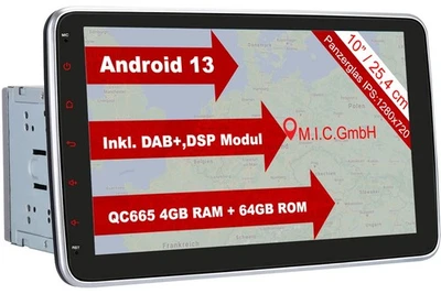 M.I.C. AU10 Android 12 Autoradio mit navi Qualcomm Snapdragon 665 4G+64G: DSP - Bild 1 von 4