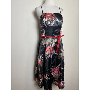 VTG CDC Rampage Asian Floral Print Satin Dress Sz 14 NWT Cocktail Party Wedding - Picture 1 of 11