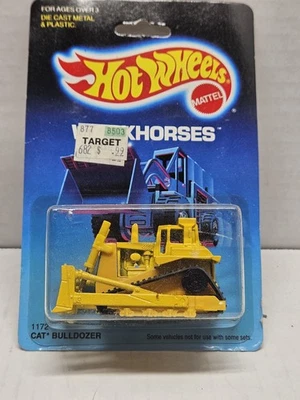 Vintage Hot Wheels Cat Bulldozer Workhorses Series - 1172 NRFP 1986 Yellow 1:64 - Image 1 of 2