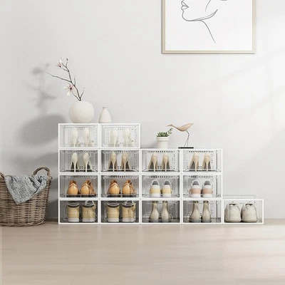 12 Pack X-Large Shoe Storage Box Clear Plastic Stackable #127 - Image 1 of 4